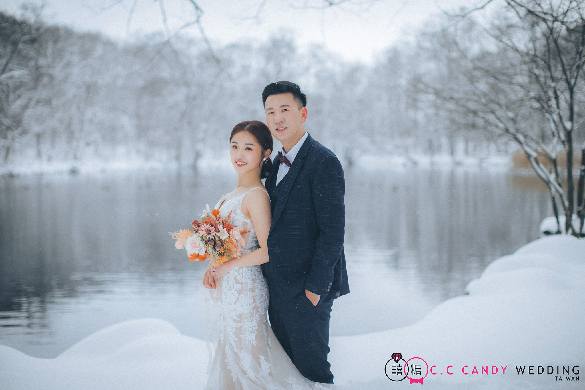 北海道白色雪地婚紗攝影-夢幻冬季